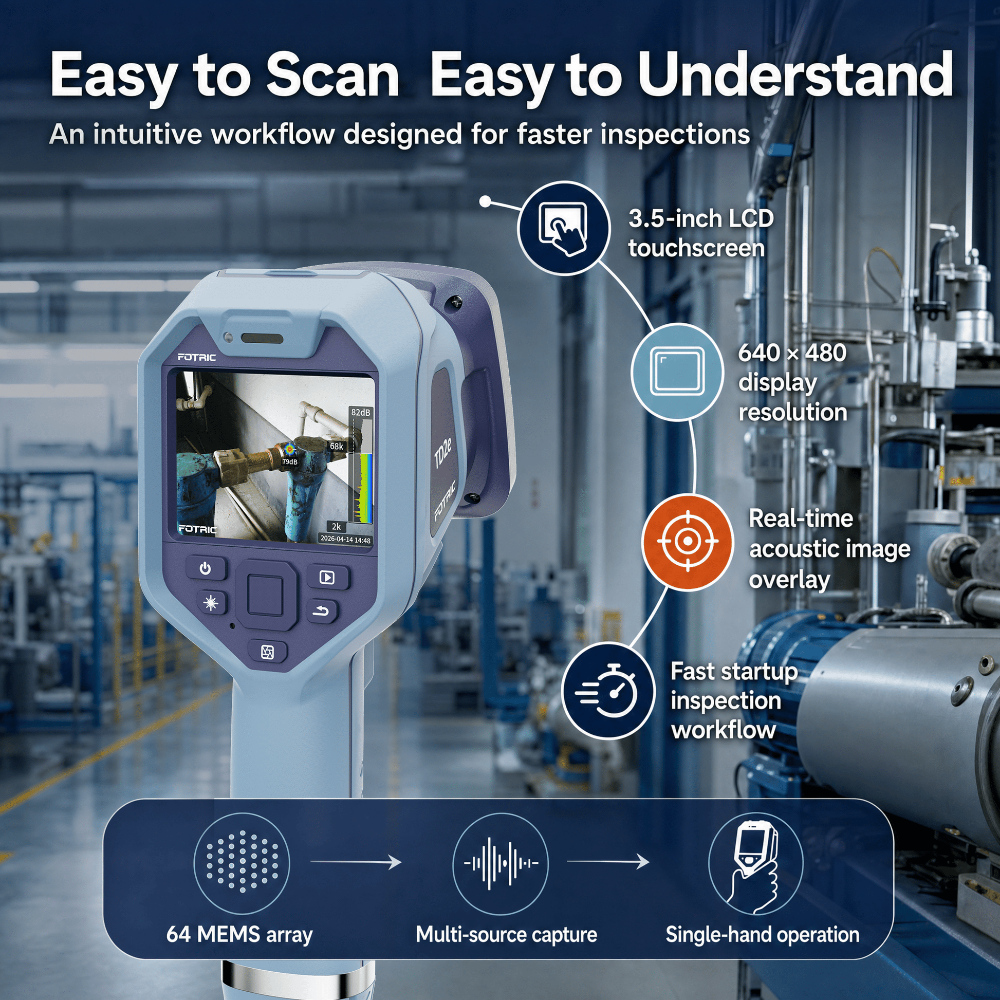 FOTRIC EU Official Store-FOTRIC TD2e Acoustic Imager-